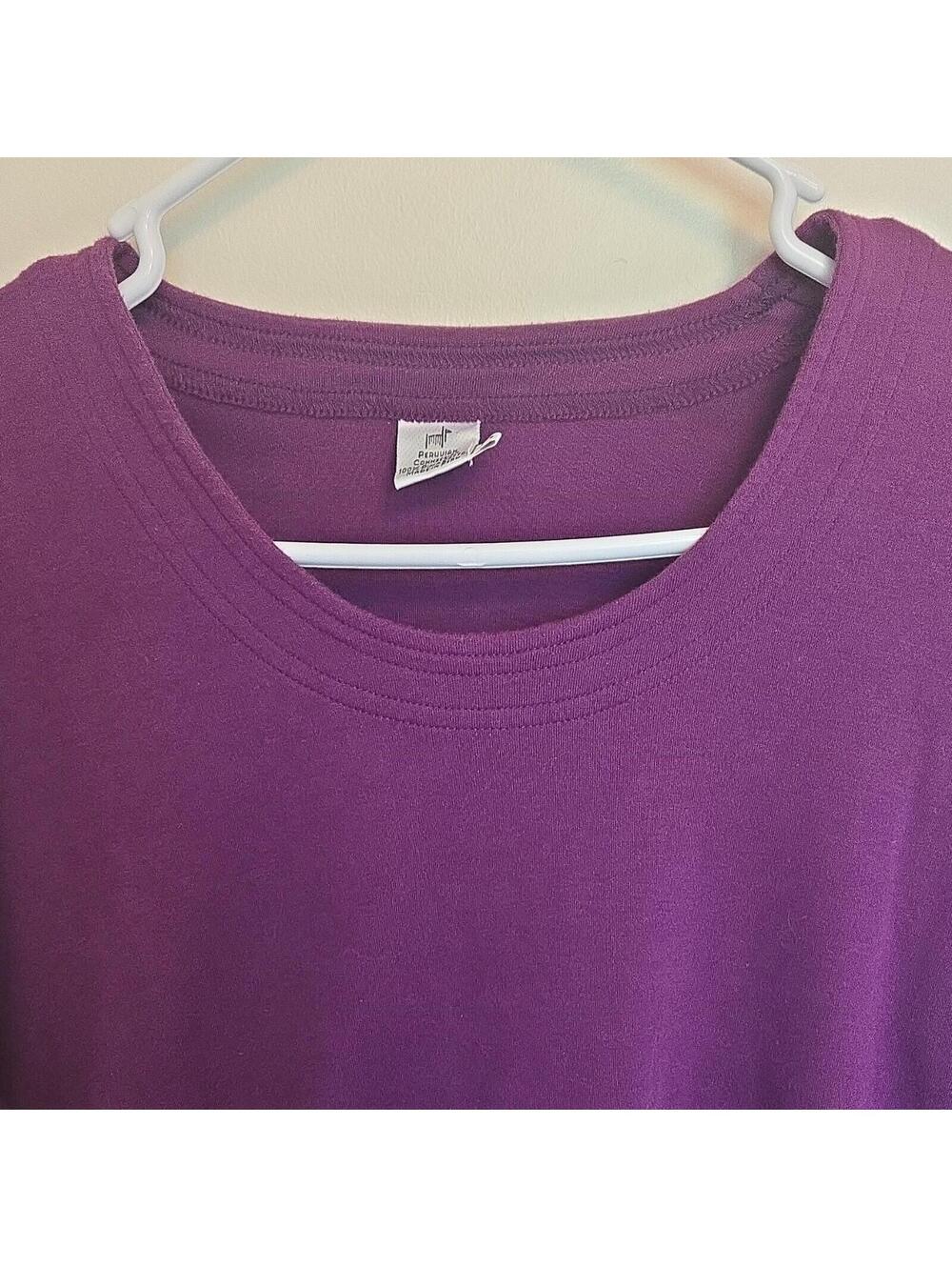 Peruvian Connection 100% Pima Cotton Knit Pullover Sweater Shirt Purple L Women - Picture 3 of 7
